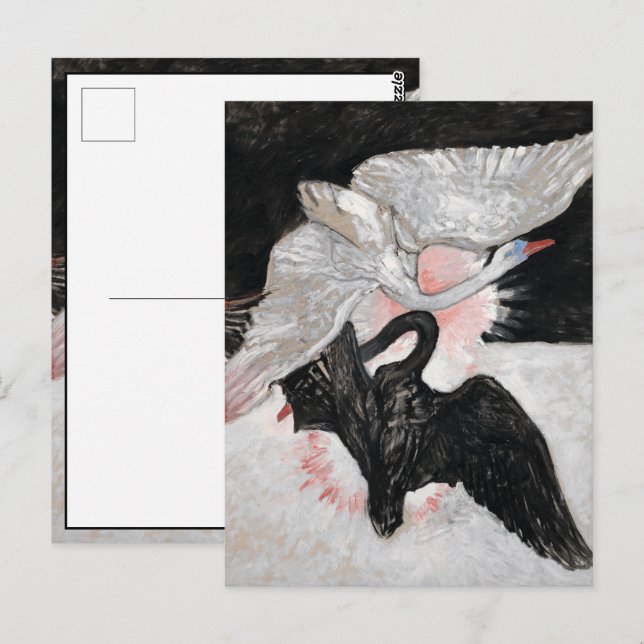 Carte Postale Le Cygne, Groupe IX, No 2 par Hilma af Klint (Devant / Derrière)
