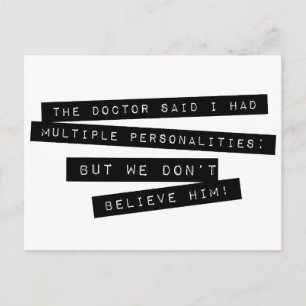 Carte Postale Le Docteur Dit Que J'Ai Plusieurs Personnalités
