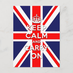 Carte Postale Le drapeau Union Jack garde le calme et continue