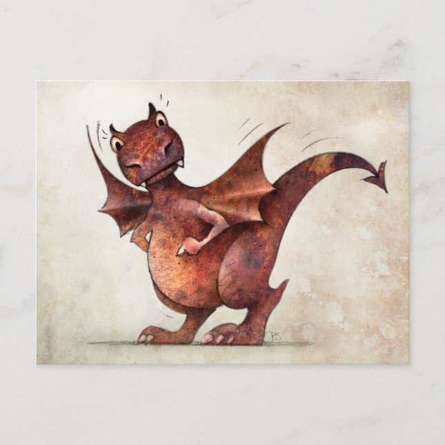 Carte Postale Le drôle petit dragon de l'enfant (Devant)