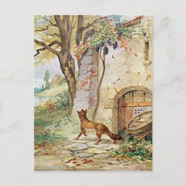 Carte Postale Le Fox et les raisins, illustration pour (Devant)