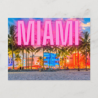 Carte Postale Le front de mer pittoresque de Neon Miami