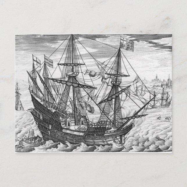 Carte Postale Le galion de la reine Elizabeth (Devant)