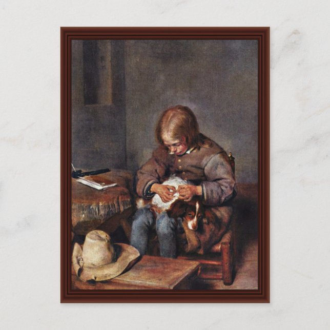 Carte Postale Le Garçon A Flotté Son Chien Par Gerard Ter Borch (Devant)