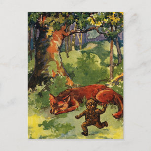 Carte Postale Le garçon en pain d'épices et le renard