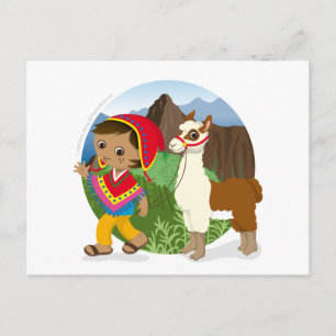 Carte Postale Le garçon et son lama