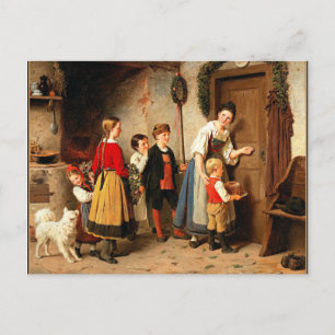 Carte Postale Le gâteau d'anniversaire, peinture vintage