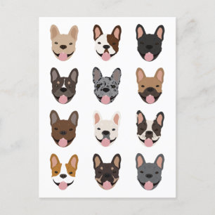 Carte Postale Le gentil Bulldog français face Motif
