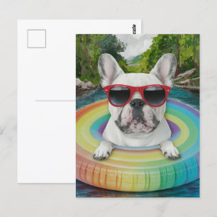 Carte Postale Le gentil Bulldog français profite d'un voyage en 