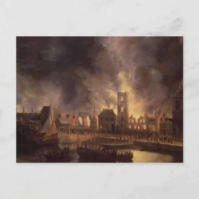 Carte Postale Le grand feu dans l'hôtel de ville, Amsterdam (Devant)