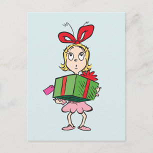 Carte Postale Le Grinch   Cindy-Lou Who - Tenant un cadeau