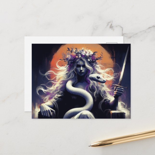 Carte Postale Le guerrier de la princesse et son serpent d'anima (Devant/Arrière en situation)