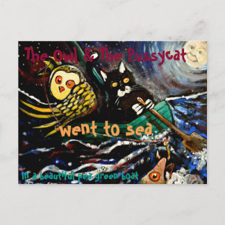 Carte Postale Le hibou et la chatte