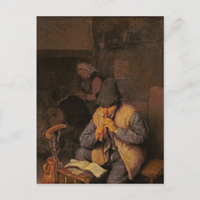 Carte Postale Le Joueur de Flûte, 17ème siècle (Devant)