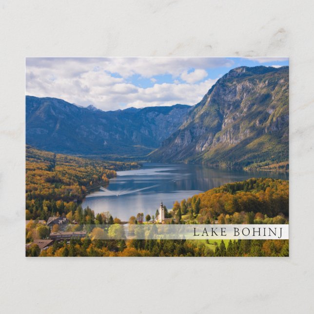 Carte Postale Le lac Bohinj en Slovénie en automne (Devant)
