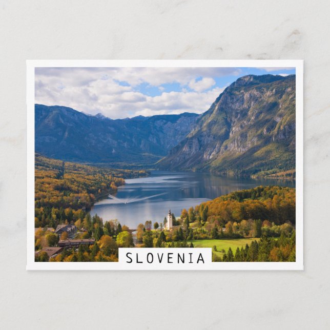 Carte Postale Le lac Bohinj en Slovénie en automne (Devant)