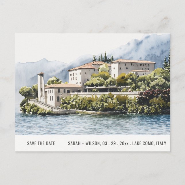 Carte Postale Le Lac De Côme Nord De L'Italie Aquarelle Enregist (Devant)