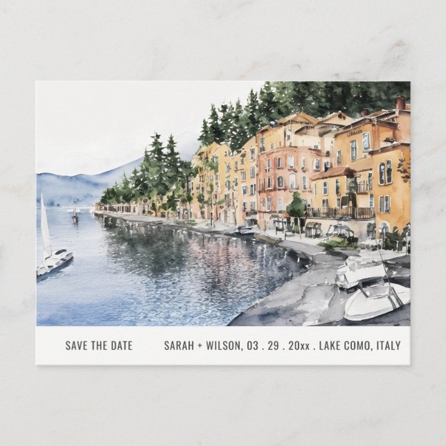 Carte Postale Le Lac De Côme Nord De L'Italie Aquarelle Enregist (Devant)