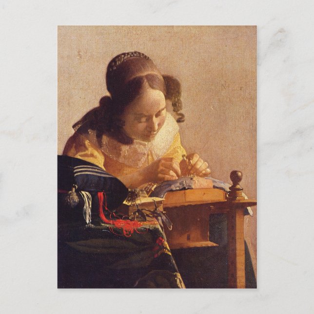Carte Postale Le Lacemaker par Johannes Vermeer (Devant)