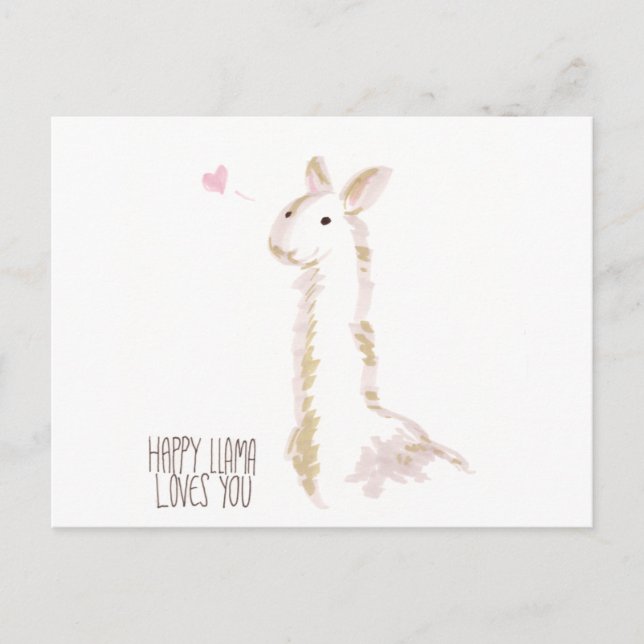 Carte Postale Le lama heureux vous aime (Devant)