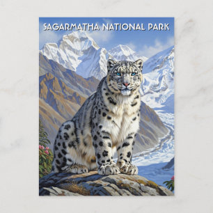 Carte Postale Le léopard des neiges du parc national de Sagarmat