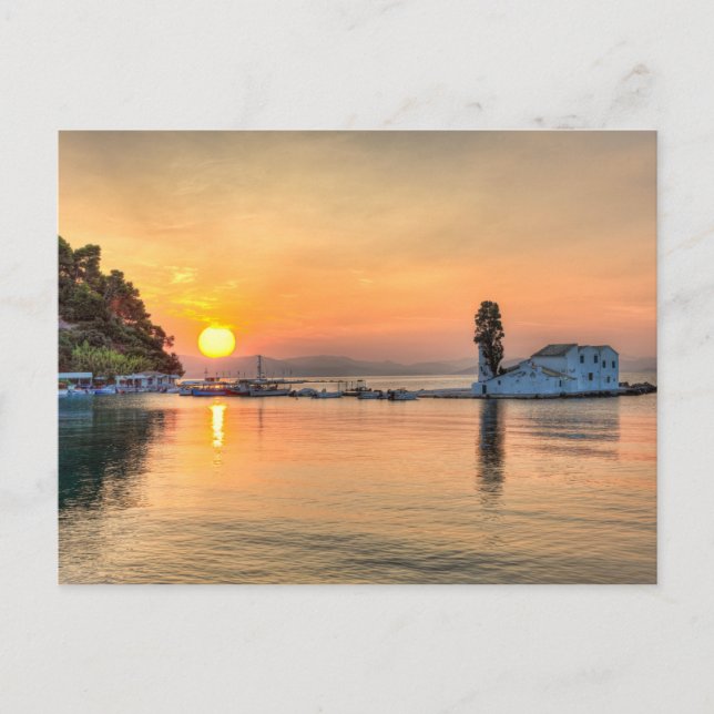 Carte Postale Le lever du soleil sur l'île de Panagia Vlacherna  (Devant)