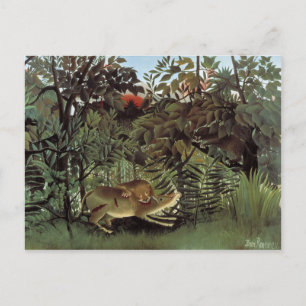 Carte Postale Le lion affamé - Henri Rousseau