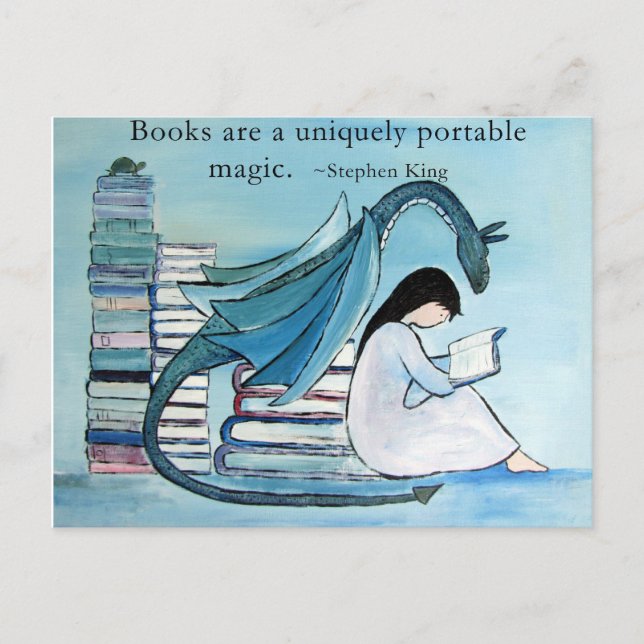 Carte Postale Le livre favori du Dragon (Devant)