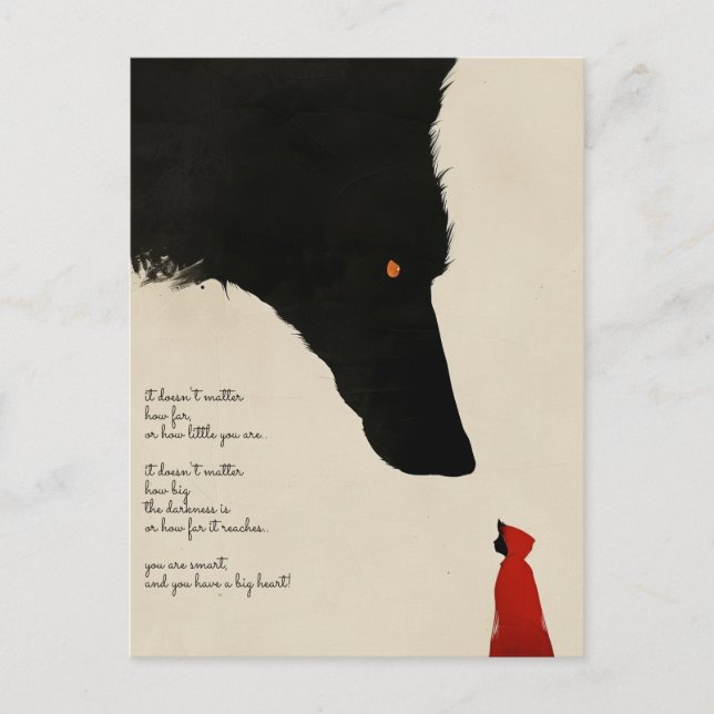 Carte Postale Le loup malin et le petit chaperon rouge (Devant)