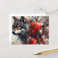 Le Loup Surveille Le Petit Grunge Rouge