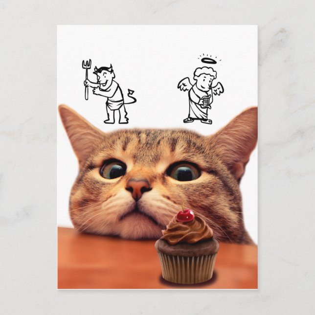 Carte Postale Le mal et l'ange sur la tête (Devant)