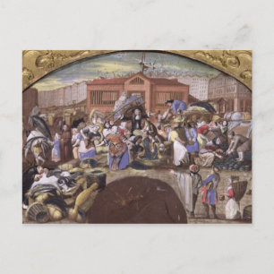 Carte Postale Le marché aux poissons aux Halles, c.1660