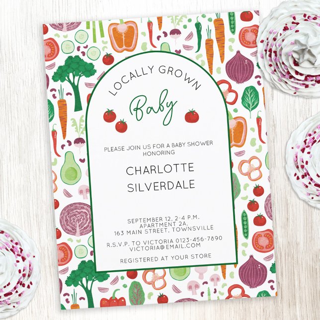 Carte Postale Le marché des agriculteurs Baby shower cultivé loc (Farmers Market Locally Grown Baby personalized baby shower invitation postcard)