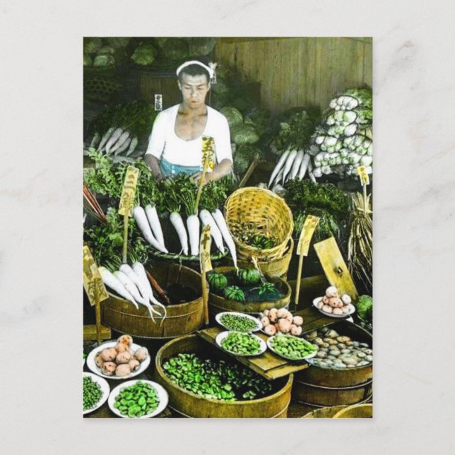 Carte Postale Le marché des fermiers japonais baisse la récolte  (Devant)