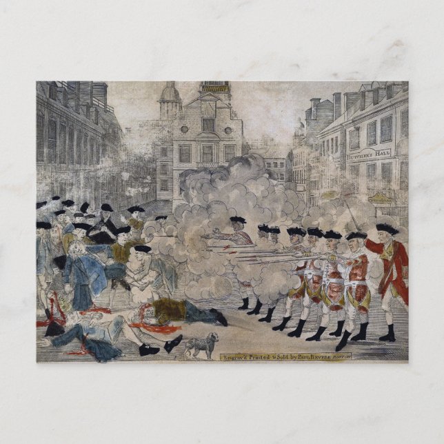 Carte Postale Le massacre de Boston par Paul Revere 1770 (Devant)
