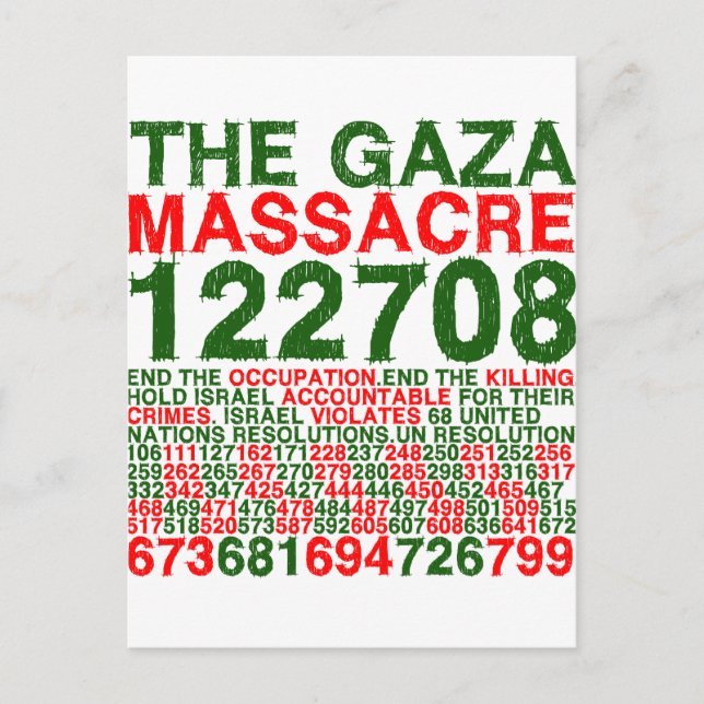Carte Postale Le massacre de Gaza (Devant)