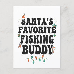 Carte Postale Le Meilleur Ami de Pêche du Père Noël Drôle de Noë