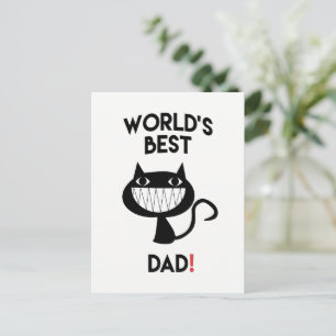Carte Postale Le meilleur papa du monde ! Caricature drôle chat 