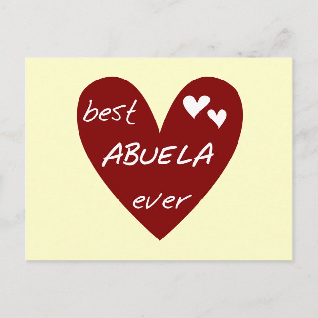Carte Postale Le meilleurs T-shirts et cadeaux d'Abuela de coeur (Devant)
