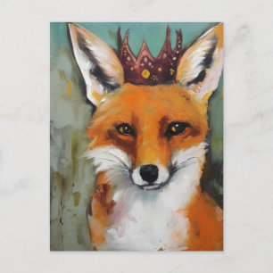 Carte Postale Le mignon renard rouge dans une couronne