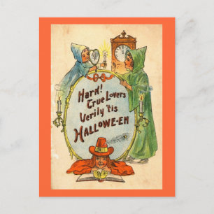 Carte Postale Le miroir et la sorcière Halloween Vintage