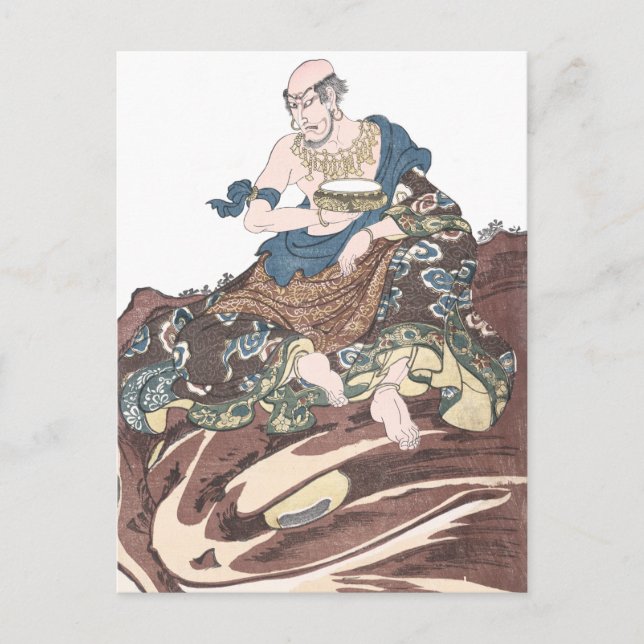 Carte Postale Le moine bouddhiste d'Ukiyo-e Immortel sur une têt (Devant)