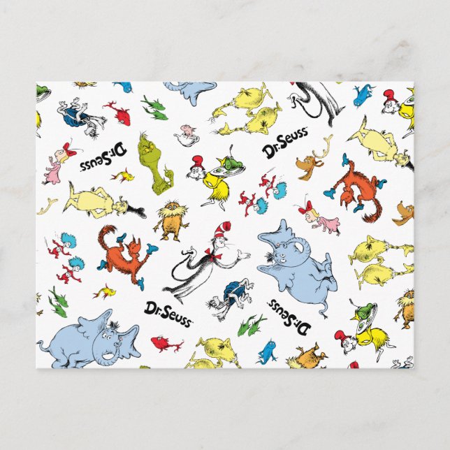Carte Postale Le monde du motif de Dr Seuss (Devant)