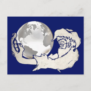 Carte Postale le monde entier dans la main d'un singe