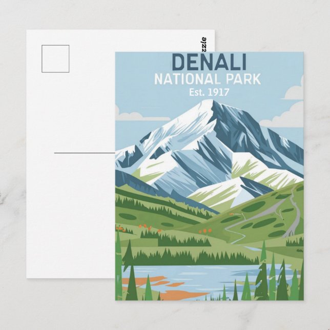 Carte Postale Le mont de l'Alaska du parc national Denali (Devant / Derrière)