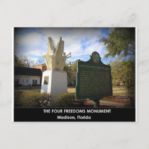 CARTE POSTALE LE MONUMENT DES QUATRE LIBERTÉS - MADISON, FL
