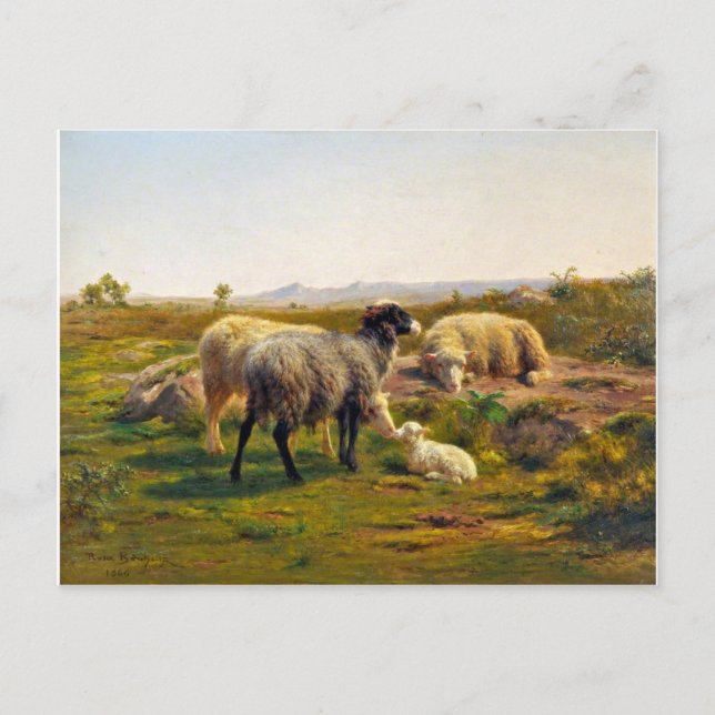 Carte Postale Le mouton et l'agneau de Rosa Bonheur (Devant)