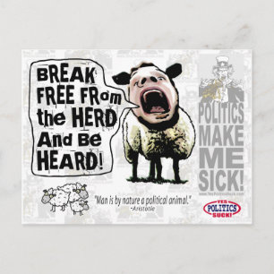 Carte Postale Le mouton politique Sheeple Sheeple hurle