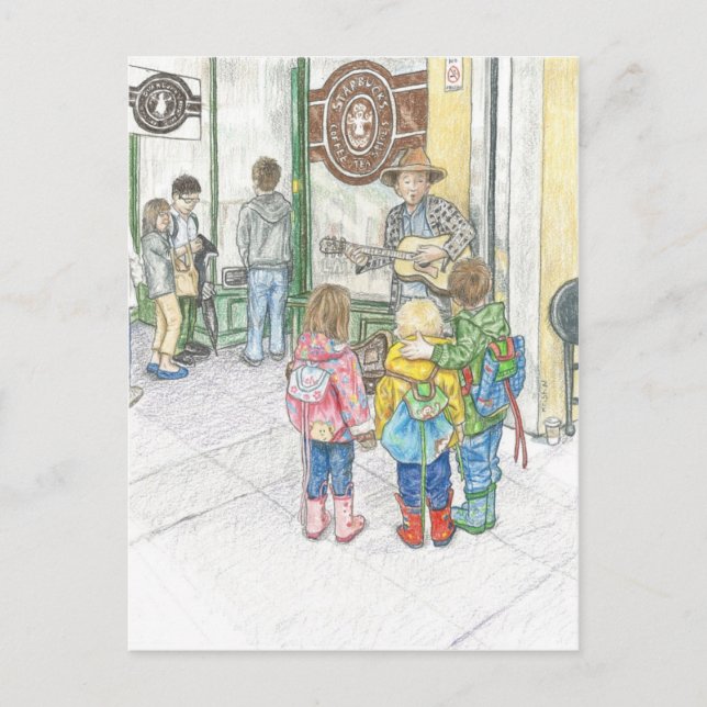 Carte Postale Le musicien au marché de Pike (Devant)