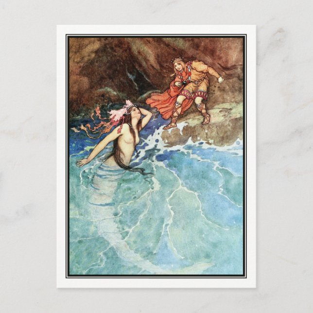 Carte Postale Le nain jaune par Warwick Goble (Devant)